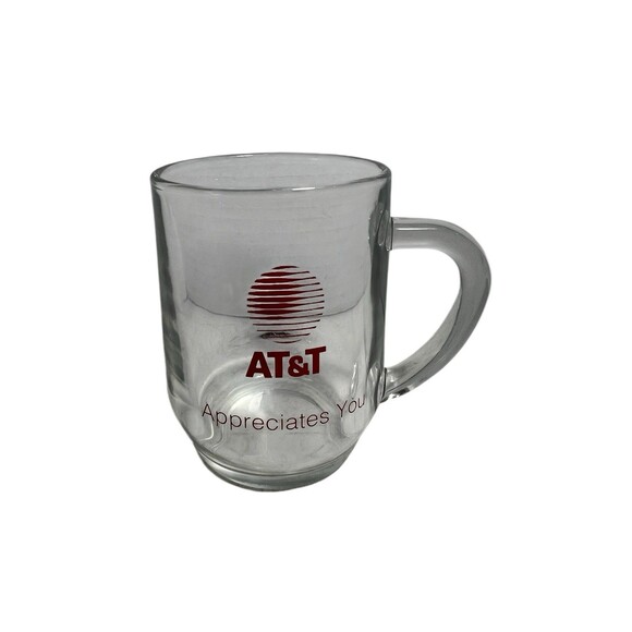 AT&T Appreciates You Coffee Mug With Logo Clear Glass w/Red Made In USA - Picture 3 of 11
